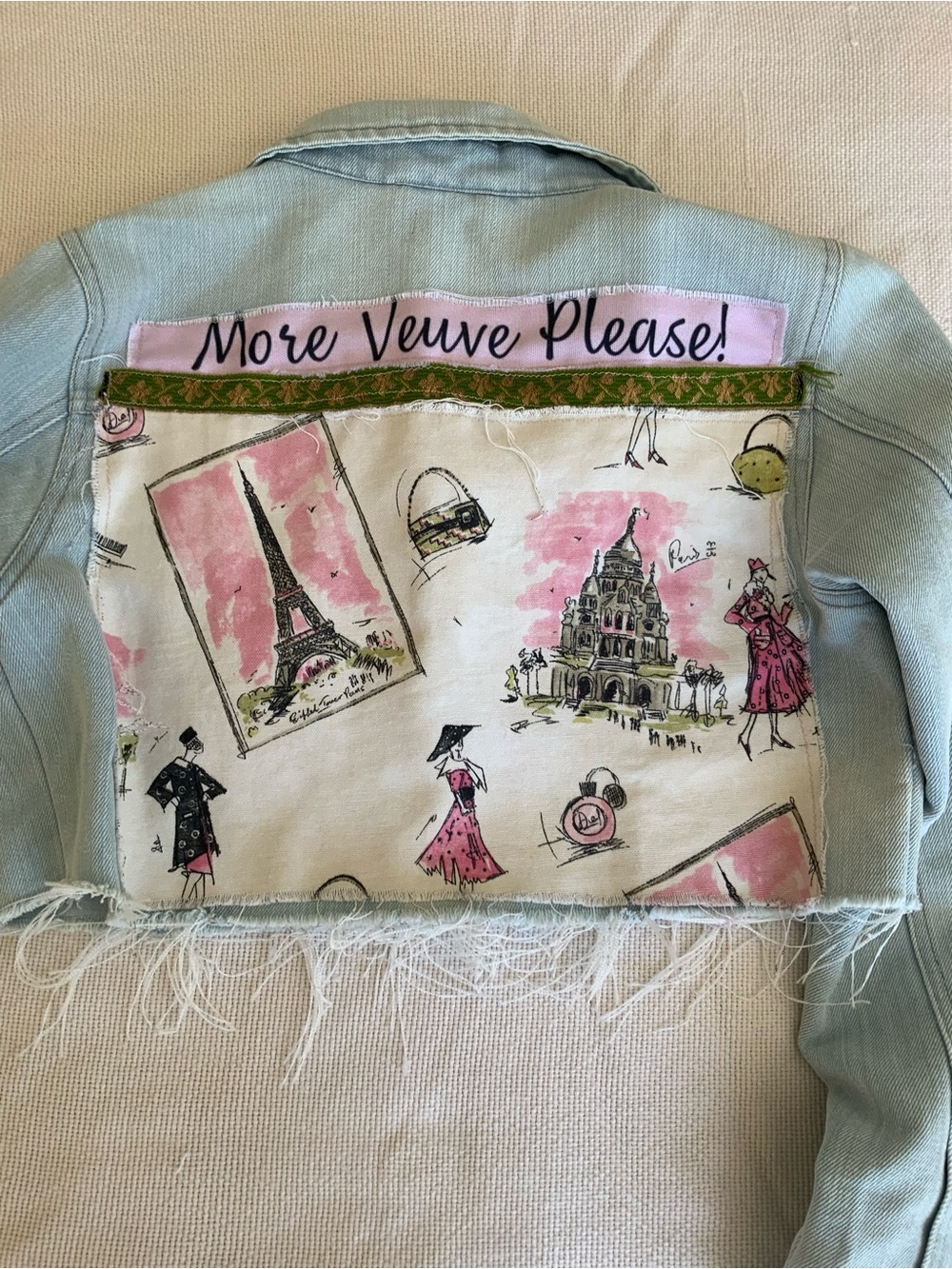 Life N Jeans Light Blue Denim Jacket with Pink Paris Print Panel